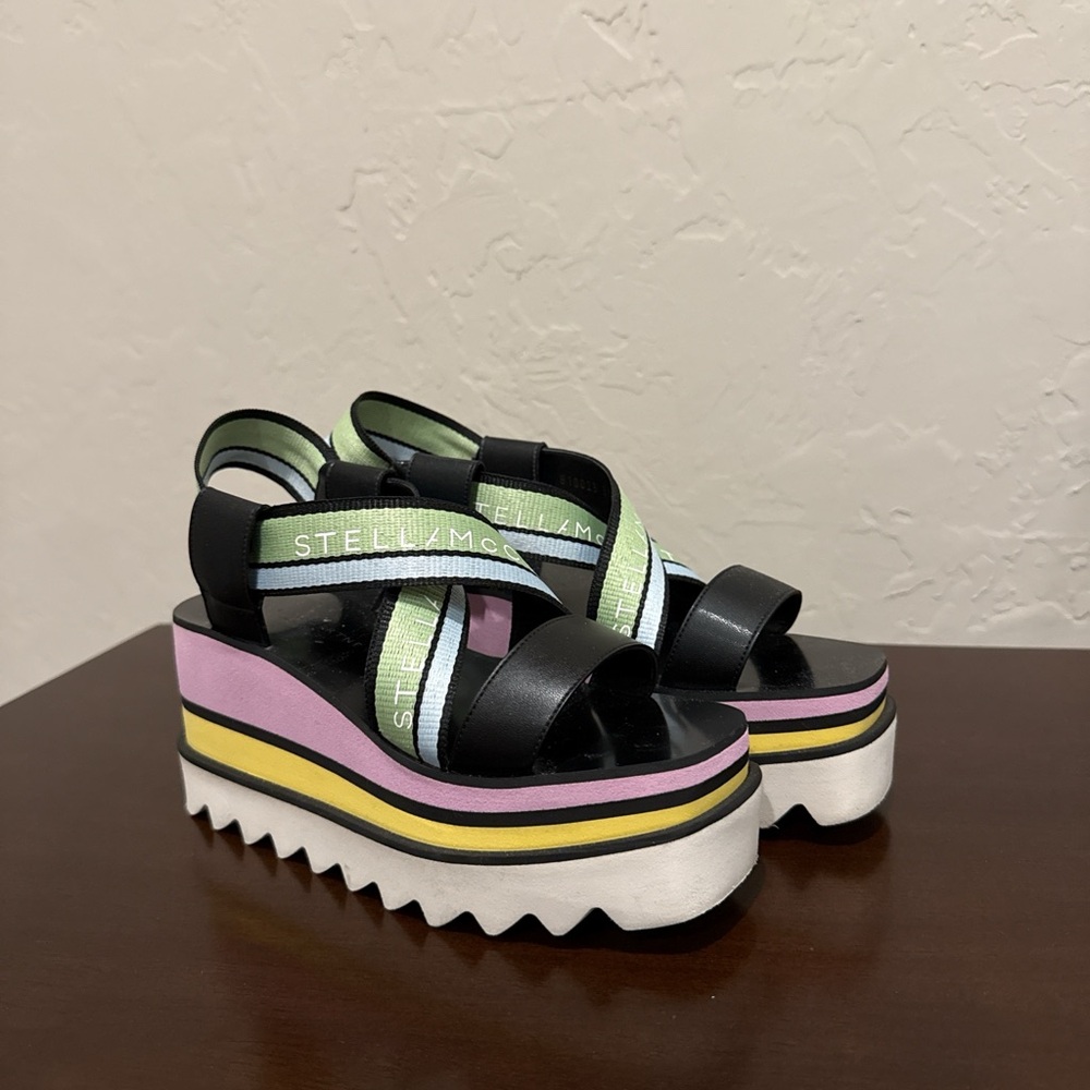 Stella McCartney Black and Pastel Platform Sandals